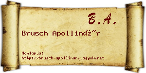 Brusch Apollinár névjegykártya